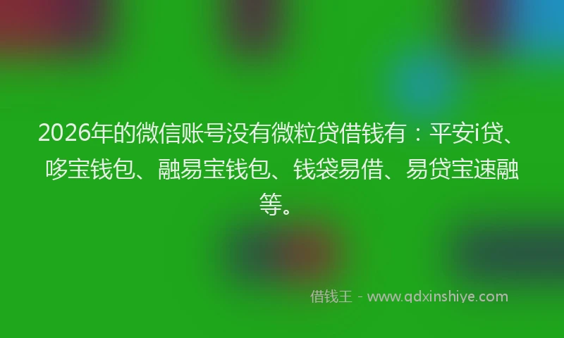 2026年的微信账号没有微粒贷借钱有：平安i贷、哆宝钱包、融易宝钱包、钱袋易借、易贷宝速融等。