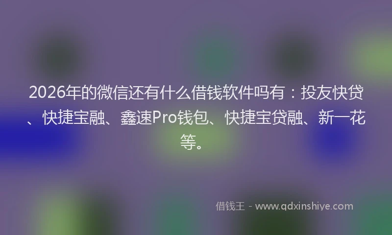 2026年的微信还有什么借钱软件吗有：投友快贷、快捷宝融、鑫速Pro钱包、快捷宝贷融、新一花等。