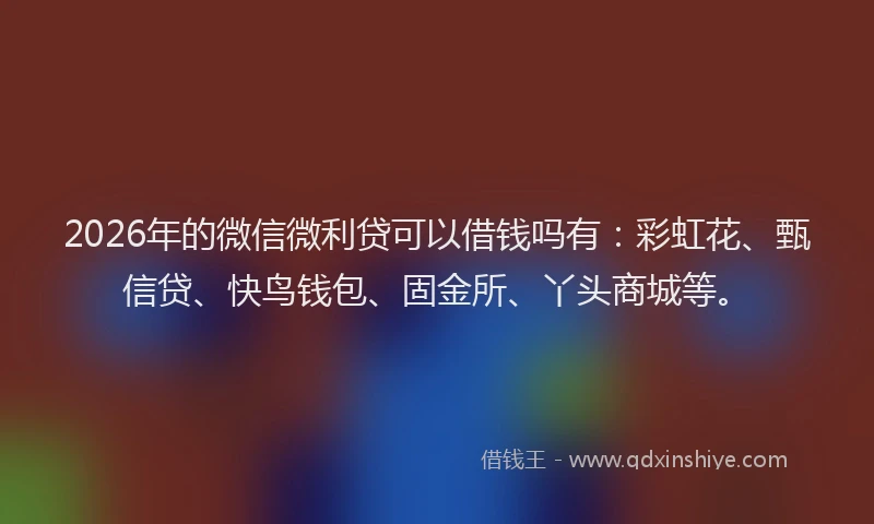 2026年的微信微利贷可以借钱吗有：彩虹花、甄信贷、快鸟钱包、固金所、丫头商城等。