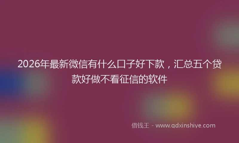 2026年最新微信有什么口子好下款，汇总五个贷款好做不看征信的软件