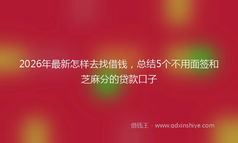 2026年最新怎样去找借钱，总结5个不用面签和芝麻分的贷款口子
