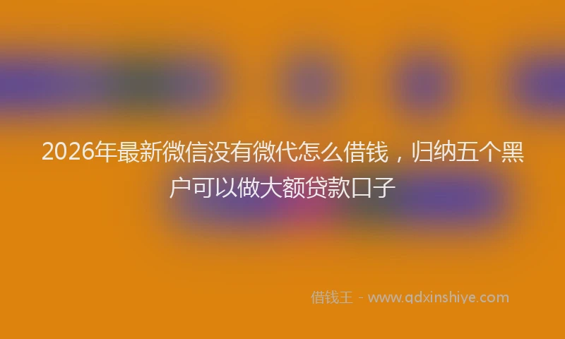 2026年最新微信没有微代怎么借钱，归纳五个黑户可以做大额贷款口子