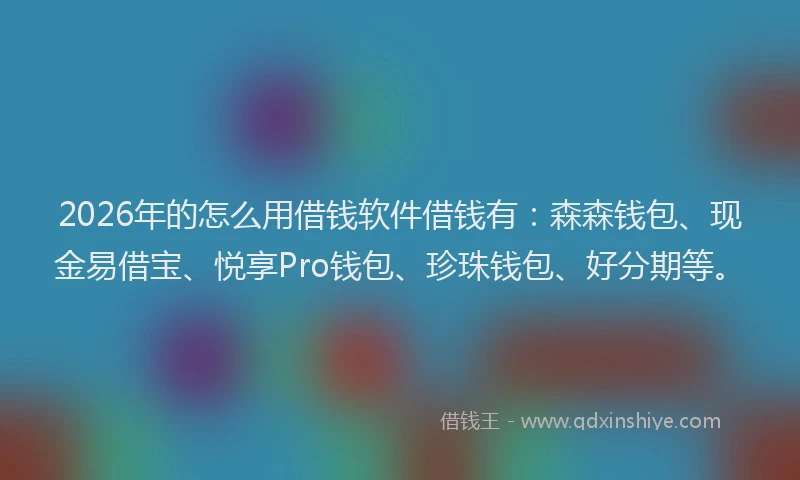 2026年的怎么用借钱软件借钱有：森森钱包、现金易借宝、悦享Pro钱包、珍珠钱包、好分期等。