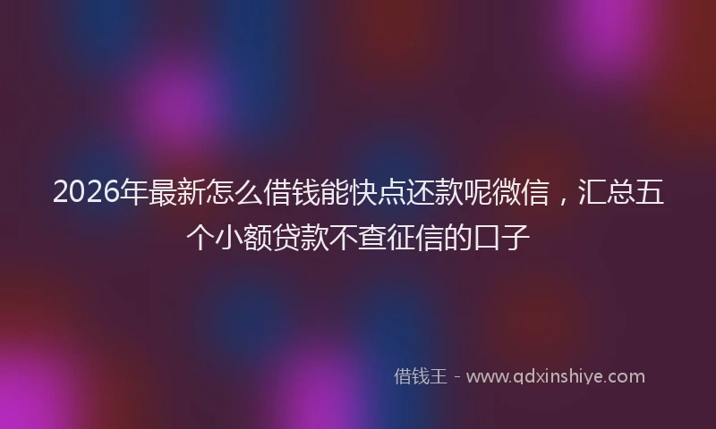 2026年最新怎么借钱能快点还款呢微信，汇总五个小额贷款不查征信的口子