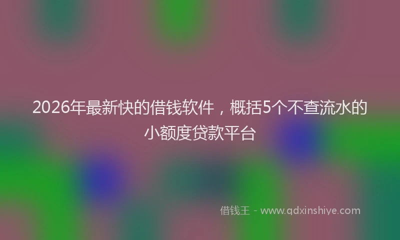 2026年最新快的借钱软件，概括5个不查流水的小额度贷款平台