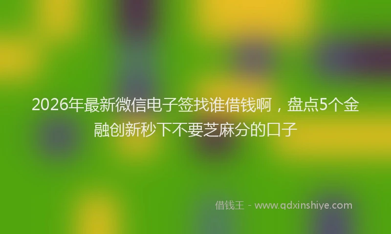 2026年最新微信电子签找谁借钱啊，盘点5个金融创新秒下不要芝麻分的口子