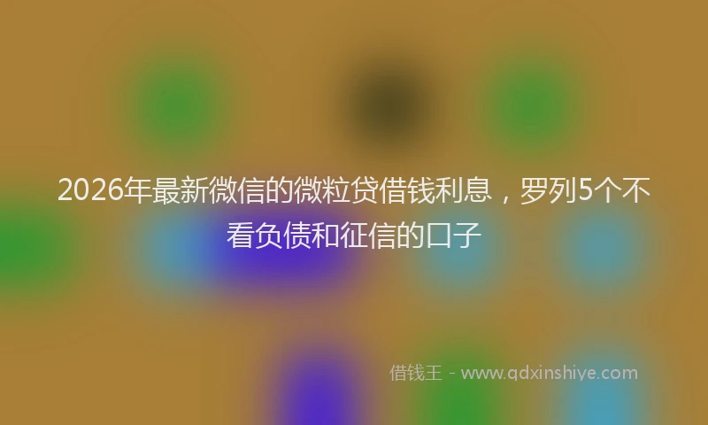2026年最新微信的微粒贷借钱利息，罗列5个不看负债和征信的口子
