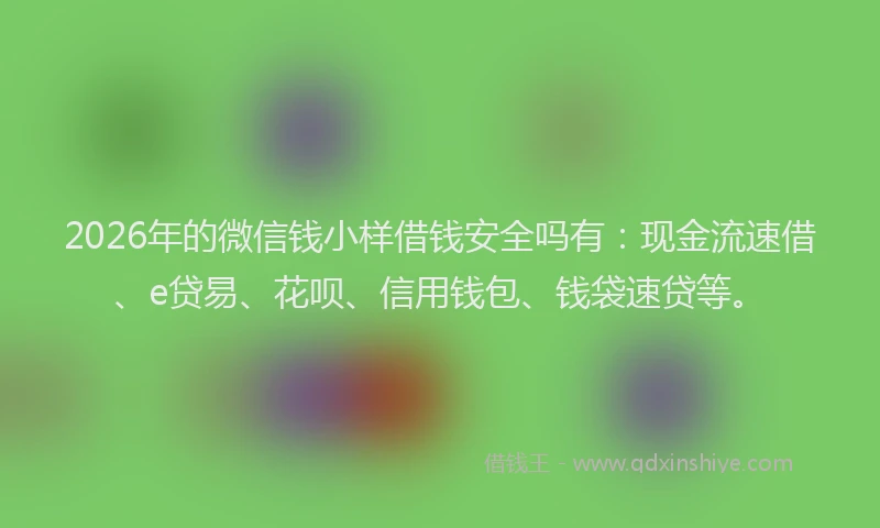 2026年的微信钱小样借钱安全吗有：现金流速借、e贷易、花呗、信用钱包、钱袋速贷等。