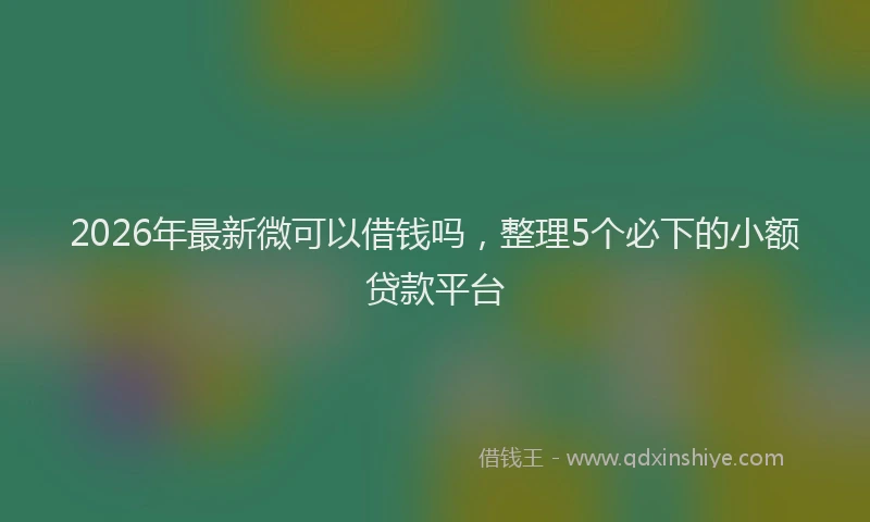 2026年最新微可以借钱吗，整理5个必下的小额贷款平台