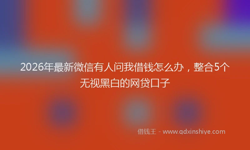 2026年最新微信有人问我借钱怎么办，整合5个无视黑白的网贷口子