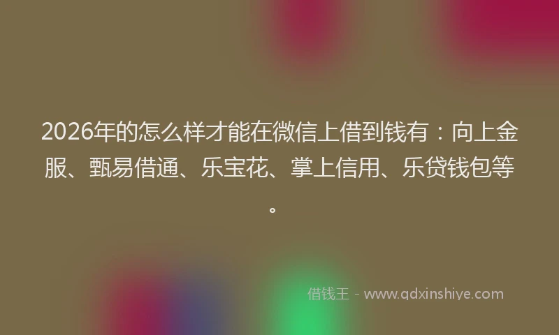 2026年的怎么样才能在微信上借到钱有：向上金服、甄易借通、乐宝花、掌上信用、乐贷钱包等。