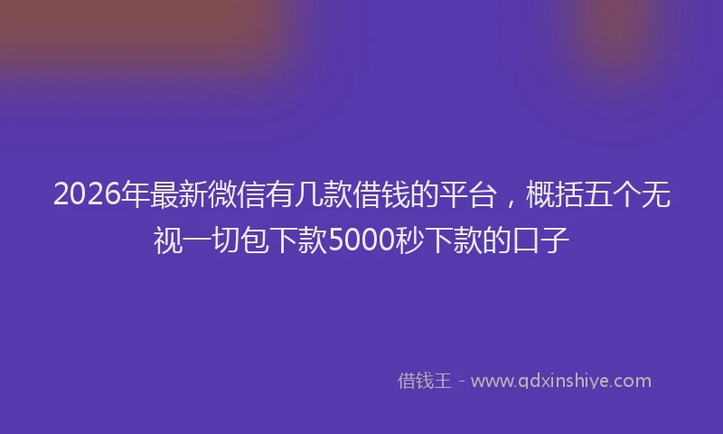 2026年最新微信有几款借钱的平台，概括五个无视一切包下款5000秒下款的口子
