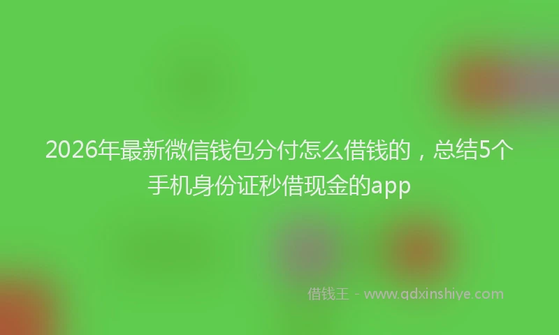 2026年最新微信钱包分付怎么借钱的，总结5个手机身份证秒借现金的app