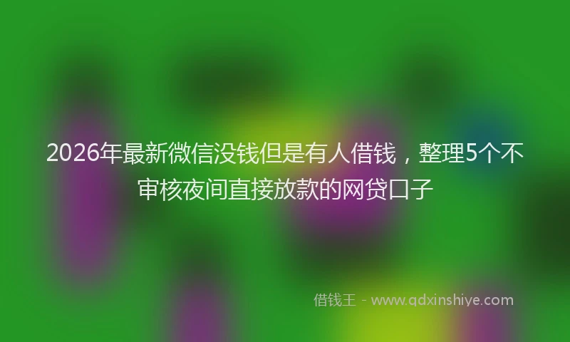 2026年最新微信没钱但是有人借钱，整理5个不审核夜间直接放款的网贷口子