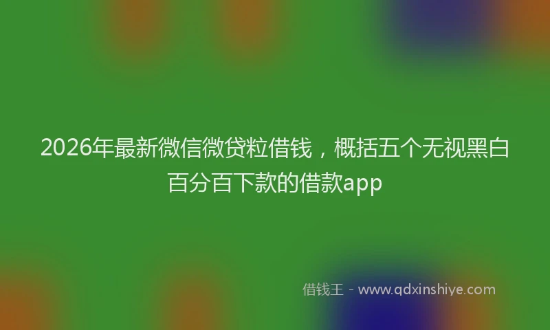 2026年最新微信微贷粒借钱，概括五个无视黑白百分百下款的借款app