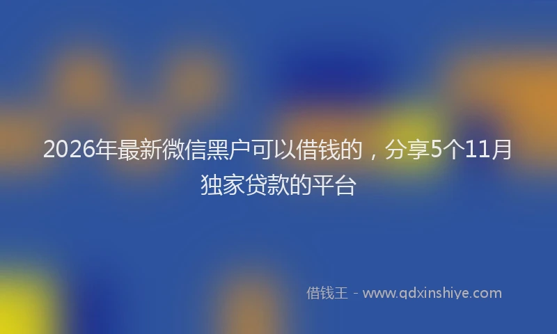 2026年最新微信黑户可以借钱的，分享5个11月独家贷款的平台