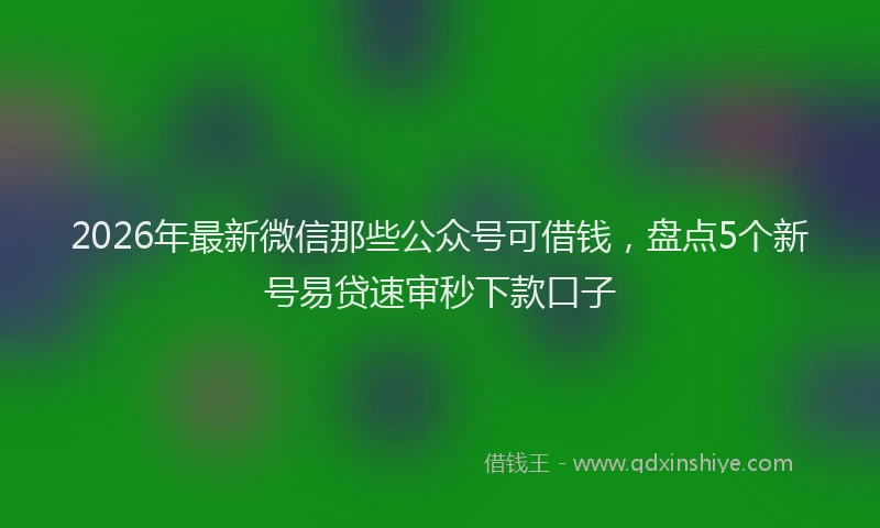 2026年最新微信那些公众号可借钱，盘点5个新号易贷速审秒下款口子