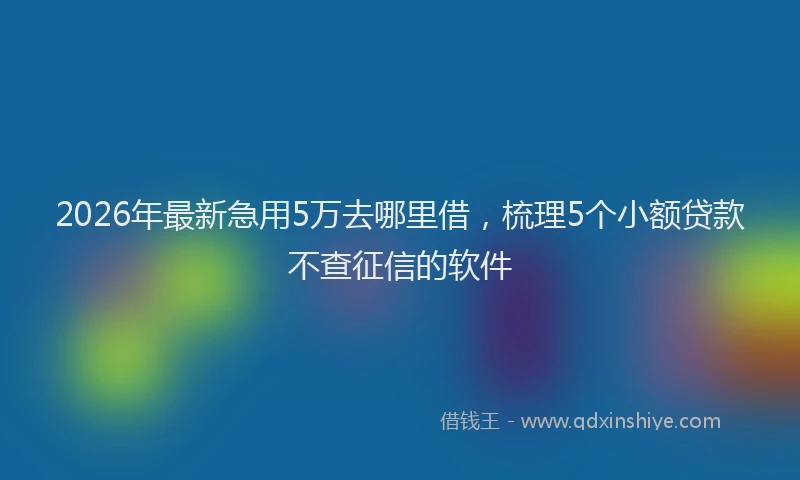2026年最新急用5万去哪里借，梳理5个小额贷款不查征信的软件