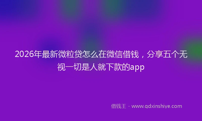 2026年最新微粒贷怎么在微信借钱，分享五个无视一切是人就下款的app