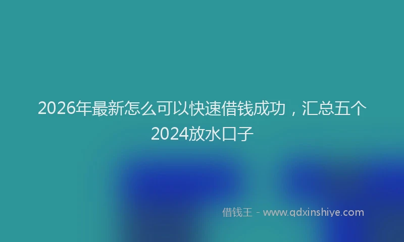 2026年最新怎么可以快速借钱成功，汇总五个2024放水口子