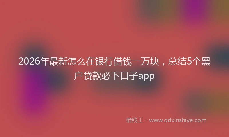 2026年最新怎么在银行借钱一万块，总结5个黑户贷款必下口子app