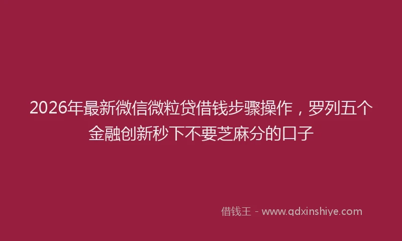 2026年最新微信微粒贷借钱步骤操作，罗列五个金融创新秒下不要芝麻分的口子
