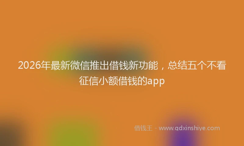 2026年最新微信推出借钱新功能，总结五个不看征信小额借钱的app