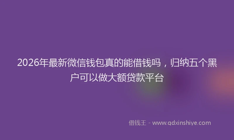 2026年最新微信钱包真的能借钱吗，归纳五个黑户可以做大额贷款平台