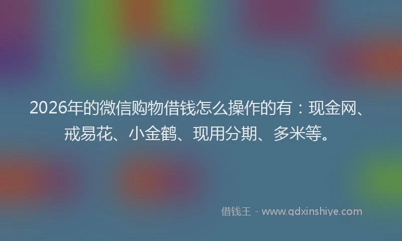 2026年的微信购物借钱怎么操作的有：现金网、戒易花、小金鹤、现用分期、多米等。