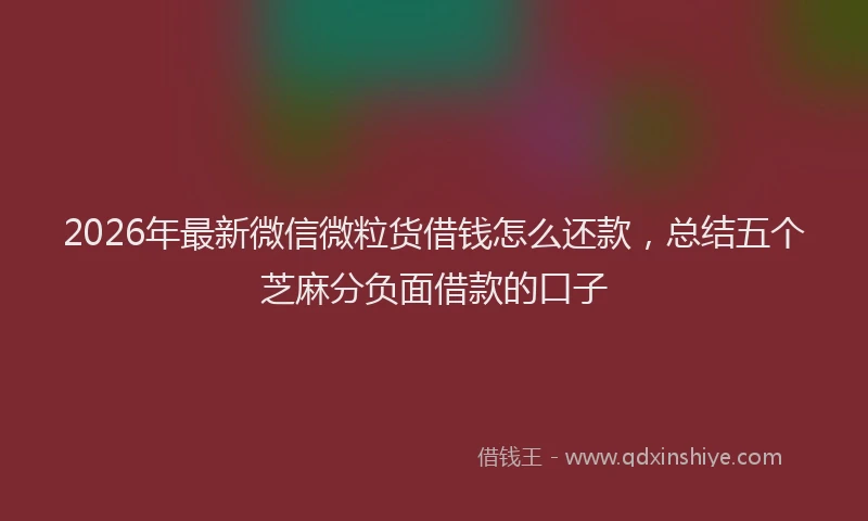 2026年最新微信微粒货借钱怎么还款，总结五个芝麻分负面借款的口子