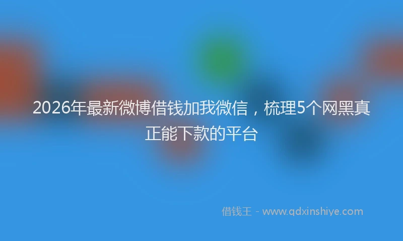 2026年最新微博借钱加我微信，梳理5个网黑真正能下款的平台