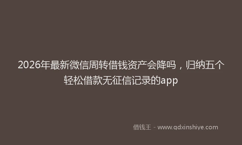 2026年最新微信周转借钱资产会降吗，归纳五个轻松借款无征信记录的app