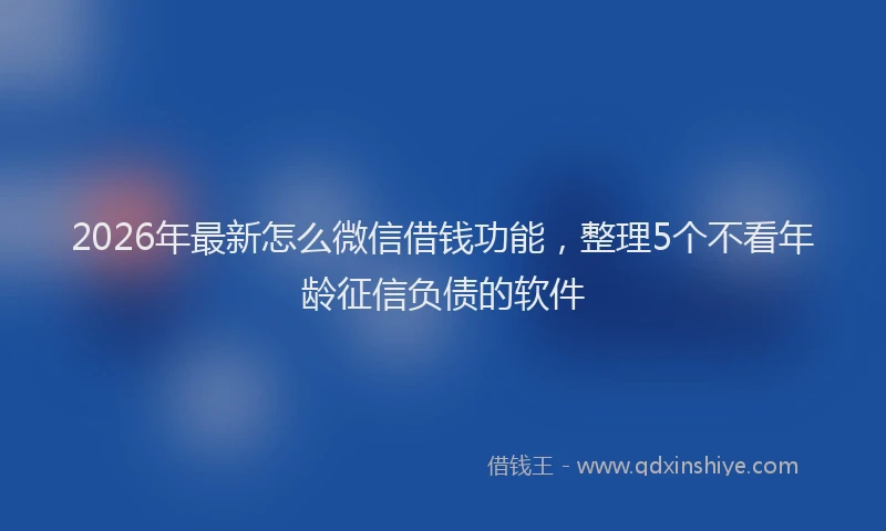 2026年最新怎么微信借钱功能，整理5个不看年龄征信负债的软件