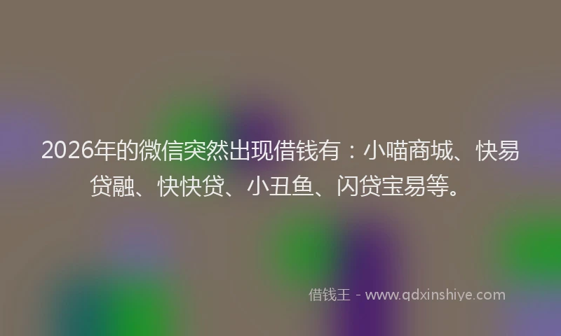 2026年的微信突然出现借钱有：小喵商城、快易贷融、快快贷、小丑鱼、闪贷宝易等。