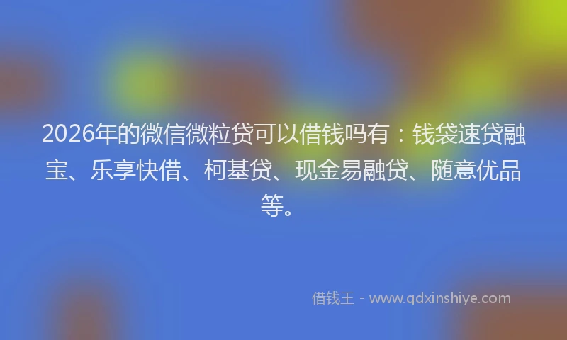 2026年的微信微粒贷可以借钱吗有：钱袋速贷融宝、乐享快借、柯基贷、现金易融贷、随意优品等。