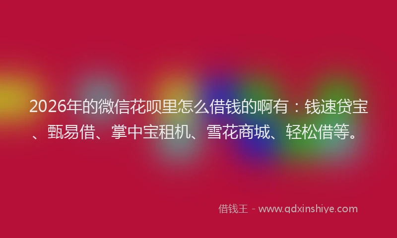 2026年的微信花呗里怎么借钱的啊有：钱速贷宝、甄易借、掌中宝租机、雪花商城、轻松借等。