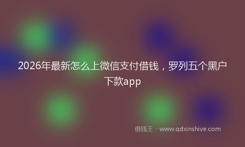 2026年最新怎么上微信支付借钱，罗列五个黑户下款app
