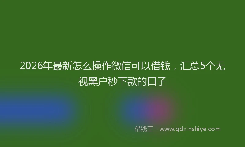 2026年最新怎么操作微信可以借钱，汇总5个无视黑户秒下款的口子