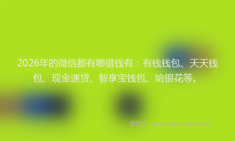 2026年的微信都有哪借钱有：有钱钱包、天天钱包、现金速贷、智享宝钱包、哈银花等。