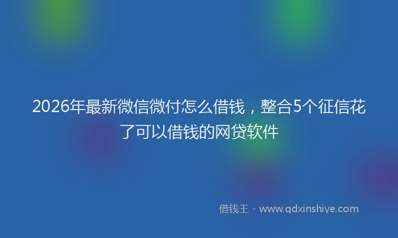 2026年最新微信微付怎么借钱，整合5个征信花了可以借钱的网贷软件