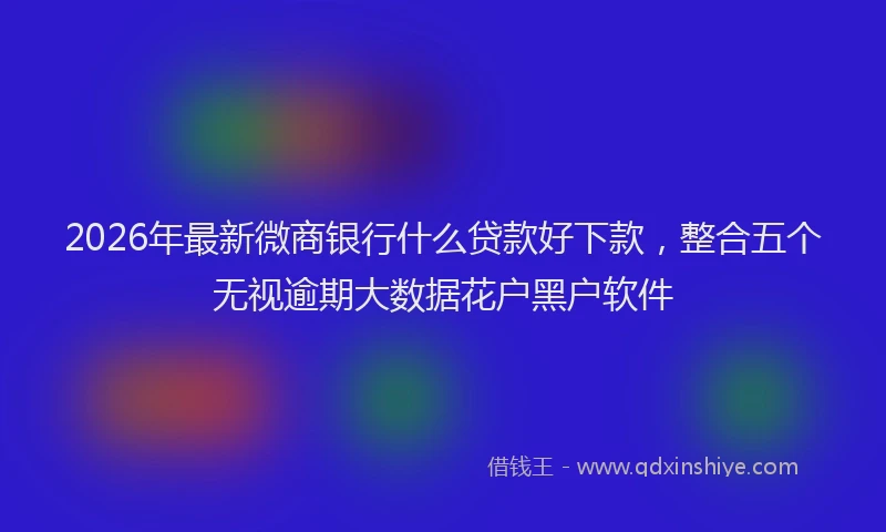2026年最新微商银行什么贷款好下款，整合五个无视逾期大数据花户黑户软件