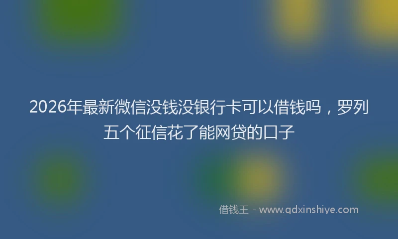 2026年最新微信没钱没银行卡可以借钱吗，罗列五个征信花了能网贷的口子