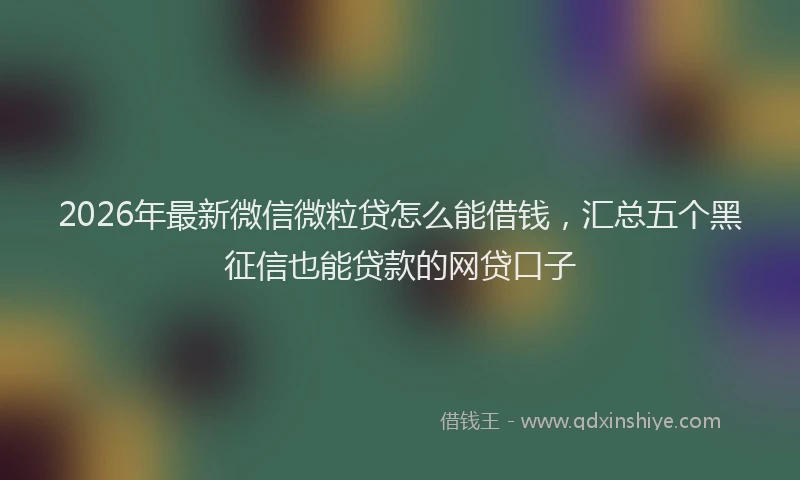 2026年最新微信微粒贷怎么能借钱，汇总五个黑征信也能贷款的网贷口子