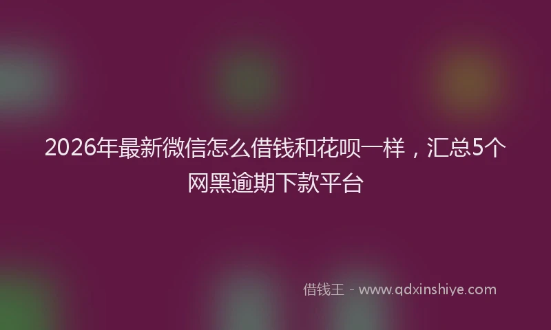 2026年最新微信怎么借钱和花呗一样，汇总5个网黑逾期下款平台