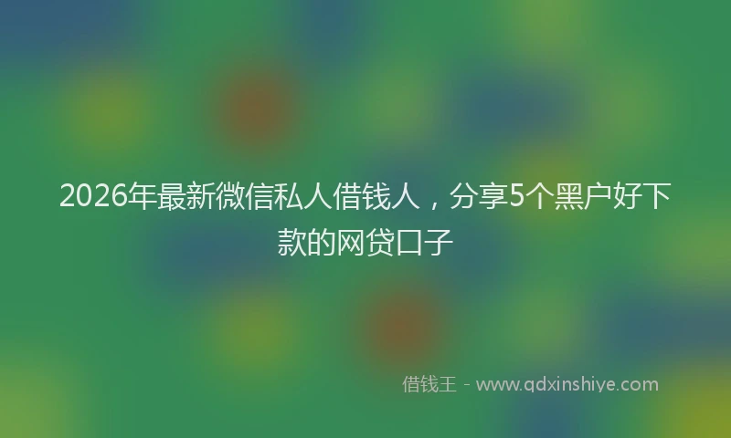 2026年最新微信私人借钱人，分享5个黑户好下款的网贷口子