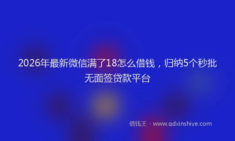 2026年最新微信满了18怎么借钱，归纳5个秒批无面签贷款平台