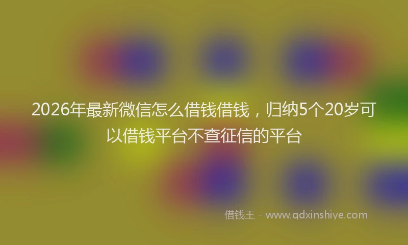 2026年最新微信怎么借钱借钱，归纳5个20岁可以借钱平台不查征信的平台