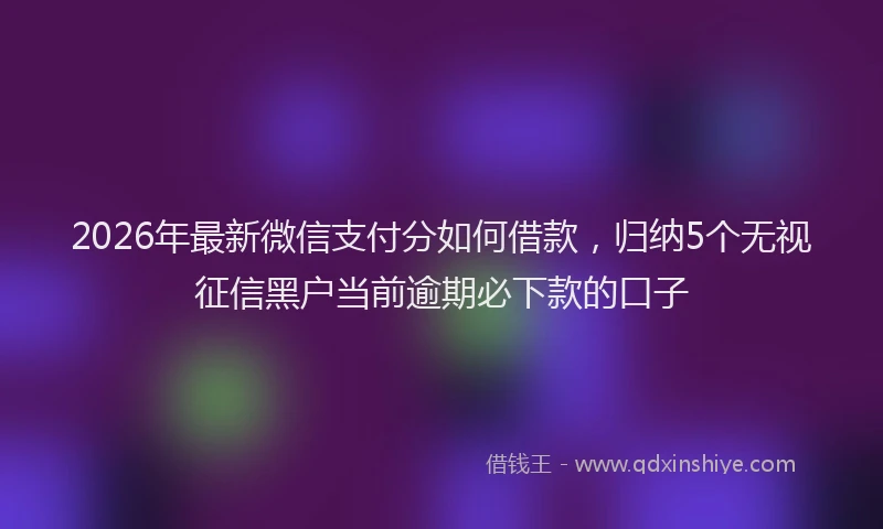 2026年最新微信支付分如何借款，归纳5个无视征信黑户当前逾期必下款的口子