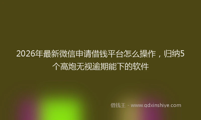 2026年最新微信申请借钱平台怎么操作，归纳5个高炮无视逾期能下的软件