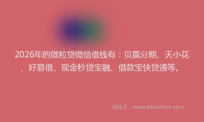 2026年的微粒贷微信借钱有：贝赢分期、天小花、好易借、现金秒贷宝融、借款宝快贷通等。